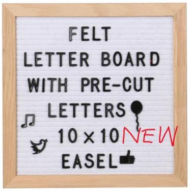 Imagem de Quadro de cartas de feltro branco 25,4 x 25,4 cm com letras pré-cortadas, quadro de mensagens de feltro branco, quadro de madeira com moldura de carvalho, placa de anúncio de bebê, marcos de gravidez