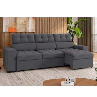 Imagem de Sofá 4 Lugares Retrátil E Reclinável 290 Cm Grécia Grafite