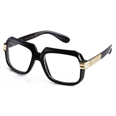 Imagem de Newbee Fashion – Óculos de sol hip hop hip hop hip hop hip hop anos 80, Black/Gold, One Size