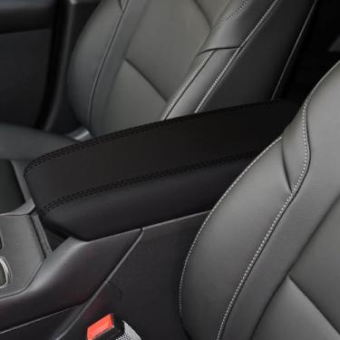 Imagem de faccaibbg Capa de apoio de braço para console central de couro premium para Cadillac XT4 2019 2020 2021 2022 2023 2024 2025 acessórios (preto) antiderrapante, protetor de console de ajuste confortável