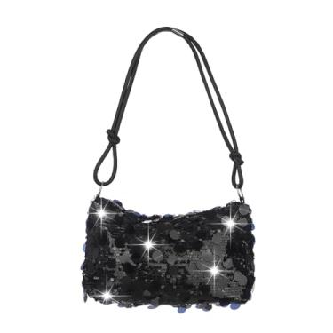 Imagem de Octwine Bolsa clutch feminina de lantejoulas brilhantes para festa de casamento, clube, formatura, bolsa de ombro transversal, Preto