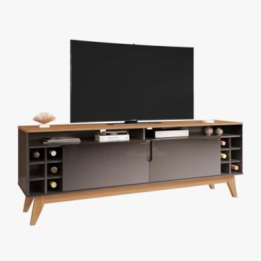 Imagem de Rack Wine Para TV de até 60 Polegadas com Pés de Madeira Fixo Cinza Noce