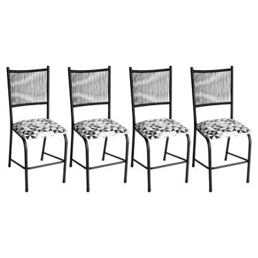 Imagem de Kit 4 Cadeiras Estofada Lugo em Aço e Fibra para Cozinha