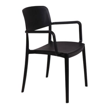 Imagem de Cadeira Tramontina Marta Com Braços Preta Empilhável Em Polipropileno Com Proteção Antimicrobiana