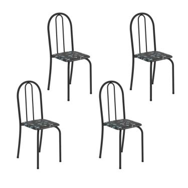 Imagem de Kit 4 Cadeiras Tubular 89x37x42 Cm Ane B Preto