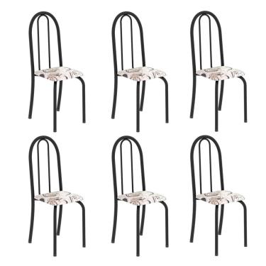 Imagem de Kit 6 Cadeiras Tubular 96x36x41 Cm Iris B Arabesco / Preto