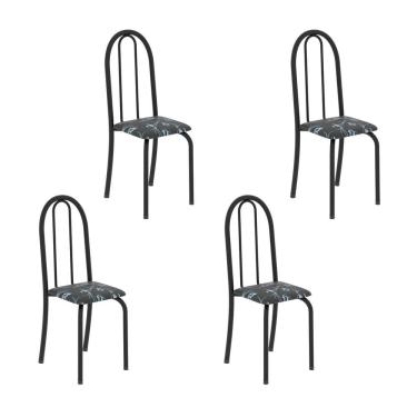 Imagem de Kit 4 Cadeiras Tubular 96x36x41 Cm Iris B Preto