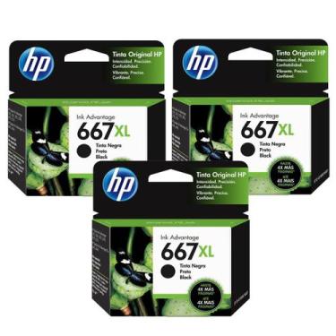 Imagem de Kit 3 Cartucho de Tinta 664XL Preto (F6V31AB) 2675, 3775, 3785, 3787, 