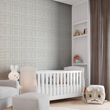 Imagem de Papel de Parede Revoada Xadrez Aquarela Azul, Verde e Amarela 4422