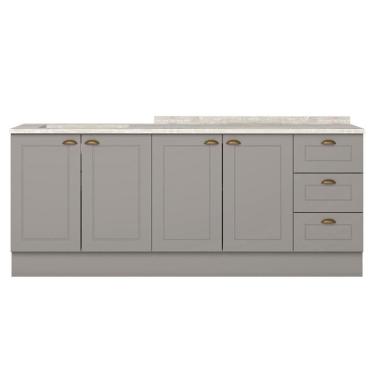 Imagem de Balcao Tampo 120 Cm Balcao Cooktop 80 Cm Americana Cinza Calcare Henn