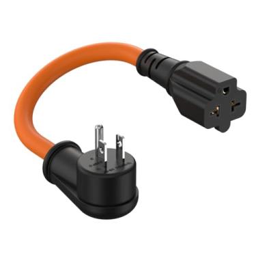 Imagem de ADCAUDX Cabo Adaptador De 1 Pé, 12 Awg, Ângulo Reto, 15 A Para 20 Plugues, 90 Graus, Doméstico, Nema 5-15P 5-20R, 6-15R/20R, Lâmina T A, Alimentação Ca 125 V 250