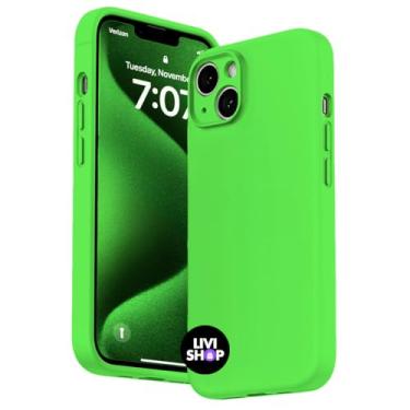 Imagem de Capa Case Capinha Para iPhone 15 Silicone Com Bordas Elevadas Aveludada Forro Premium (VERDE LIMAO)