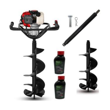 Imagem de Perfurador De Solo Gasolina Branco Bps52 + Broca De 20cm + Broca 25cm 