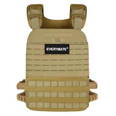 Imagem de EVERYMATE Colete masculino ponderado, colete de treino com peso ajustável para treinamento de força, treinamento de força ajustável e resistência fitness corrida tática