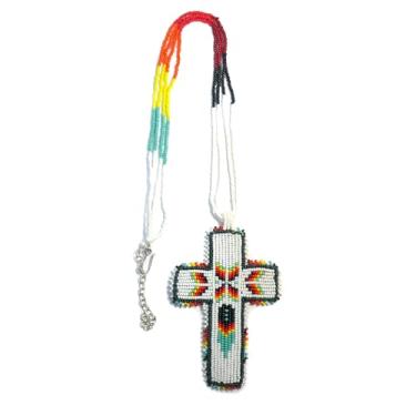 Imagem de Colar com medalhão de contas em camadas estilo nativo americano - Colar étnico tribal de contas de semente feito à mão MN-25-33, Free size, Vidro, Sem Pedra Preciosa