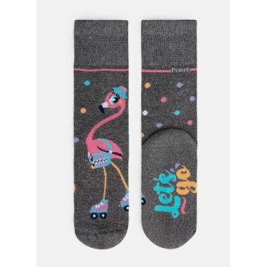 Imagem de Meia Cano Longo Puket Menina Flamingo Mescla Escuro 23 a 33, Mescla es