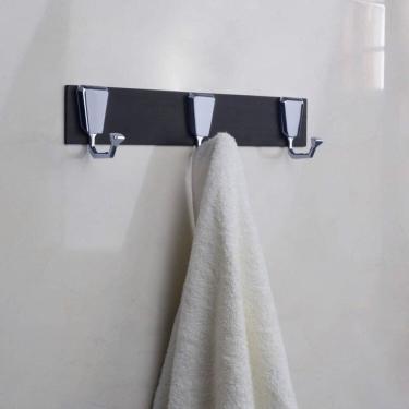 Imagem de Kit com 2 Cabides de Parede 3 Ganchos Premium Pr4280 Ducon Metais Cromado/Preto