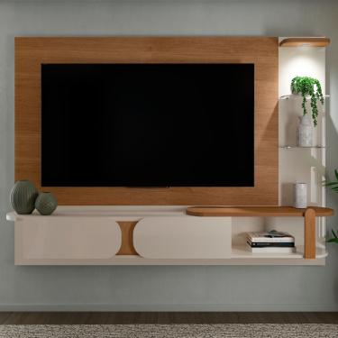 Imagem de Painel para TV até 72 Polegadas com LED e Prateleiras de Vidro 2 Portas Toronto Artely