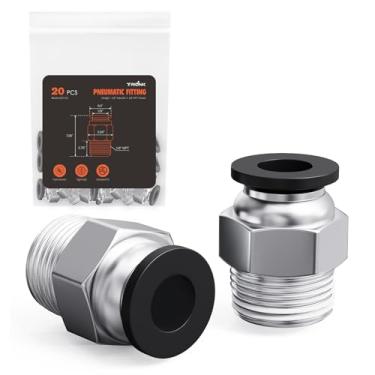 Imagem de TRILINK Conexões de rosca de 1/20.3 cm OD x 1/20.3 cm NPT – conectores retos de linha de ar, conexões pneumáticas de conexão rápida, conexões de mangueira de ar de bloqueio de pressão para compressor