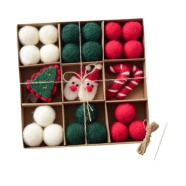 Imagem de Milageto DIY Natal Feltro Bola Guirlanda Conjunto Enfeites de Natal Decorativo Natal Guirlanda Feltro Banner para Quarto Janela Festa, Papai Noel