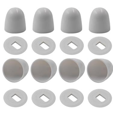 Imagem de Runseaway 4 peças de tampas de parafuso de vaso sanitário universais - tampas de parafuso de pressão redondas de 3,7 cm de altura com arruelas extras, tampas de encaixe de plástico para fácil