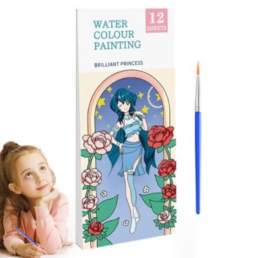 Imagem de Livro de pintura em aquarela para crianças, livros para colorir em aquarela | Conjunto de livros de pintura de bolso para meninos | Kit de artes de para viagem com pincel para meninos, meninas