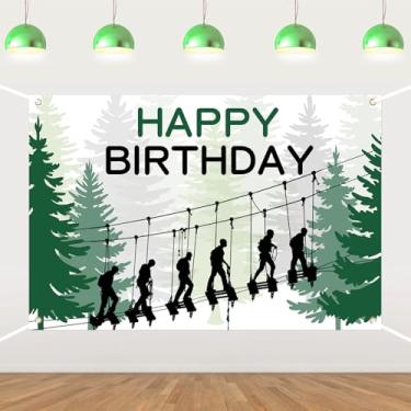 Imagem de Tirolesa, pano de fundo, feliz aniversário, trilhas para árvores, tema floresta, tema de festa, curso, atividades ao ar livre, fotografia de aventura para mulheres, homens, deixe a aventura começar