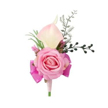 Imagem de Floinla 1 peça de flor rosa rosa macia para homens, baile de formatura, flor de girassol artificial de lírio de calla e padrinhos para casamento, cerimônia de baile, festa
