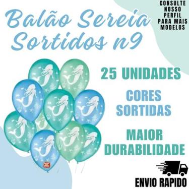 Imagem de Balao Sao Roque N9 Tema Sereia Sortida Festa Aniversario - Crgfestas