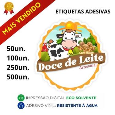 Imagem de Etiqueta DOCE DE LEITE COM NOZES impressão digital rótulo adesivo pers