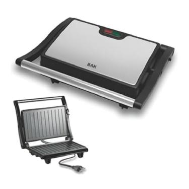 Imagem de Mini Grill Elétrico de Inox Grelha Antiaderente Cozinha