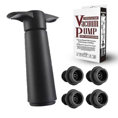 Imagem de Bomba de economia de vinho com 4 rolhas de vácuo, rolhas de garrafa de vinho com silicone de grau alimentício, seladora de garrafa reutilizável mantém fresca, adequada para todas as garrafas de vinho
