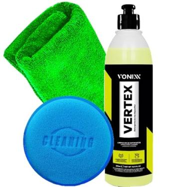 Imagem de Kit Vonixx Limpeza Automotiva Limpa Estofados Bancos Tecidos Vertex Toalha Microfibra Aplicador Espuma Cleaning Karbox