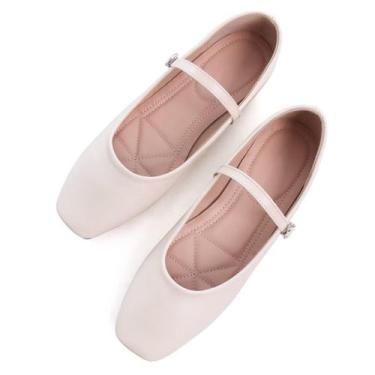 Imagem de Sapatos TN TANGNEST Mary Jane Ballet Flats femininos bege tamanho 40