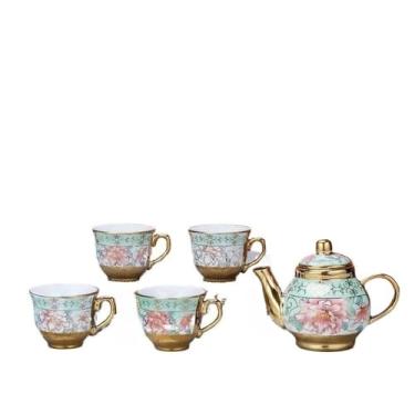 Imagem de Conjunto Luxuoso De XíCaras De Café E Chá Em CerâMica, Composto Por Cinco XíCaras Em Dez Designs Sofisticados(JOGO FLOR VERDE 5 peças)