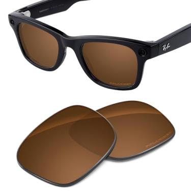 Imagem de Tintart Lentes de substituição de desempenho compatíveis com RayBan Meta Wayfarer RW4006 50 mm polarizado gravado-porca marrom