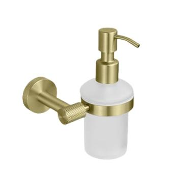 Imagem de Suporte de toalha de parede em aço inoxidável dourado escovado, suporte para papel higiênico, gancho para roupão, porta-copos, escova de vaso sanitário, acessórios para banheiro, dispensador de sabon