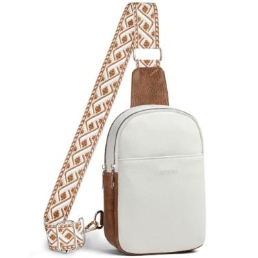Imagem de Bolsa tiracolo antifurto para mulheres, moderna, pequena de couro vegano, bolsa transversal pochete para viagens, 01 - branco marrom, Small