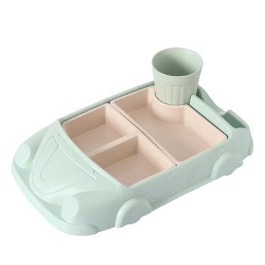 Imagem de Pratos separados bandeja de jantar bandeja de comida com copo de água utensílios de mesa carro infantil reutilizável/273