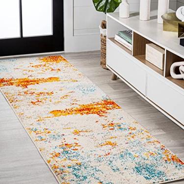 Imagem de JONATHAN Y CTP114B-28 Sunset Modern Abstract Area Rug for Quarto, Cozinha, Sala de Estar, Decoração Interna Sem Descamação, 5 X 20 cm, Laranja/Multi