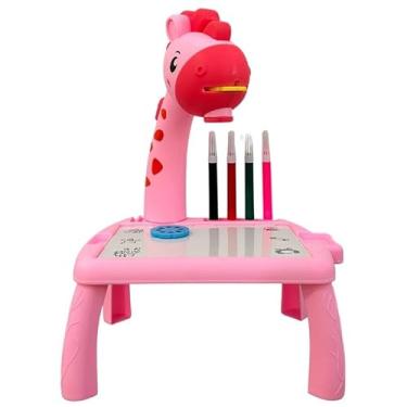 Imagem de Mesa Projetora Lousa Mágica De Desenhos Interativos Infantil Brinquedo Educativo Com Luz E Som (Rosa)
