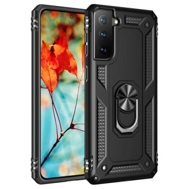 Imagem de SORAKA Capa para Samsung Galaxy S21 Plus 5G com suporte para anel Capa Slim Fit de TPU macio Capa Samsung Galaxy S21 Plus 5G com placa de metal para suporte magnético de telefone para carro