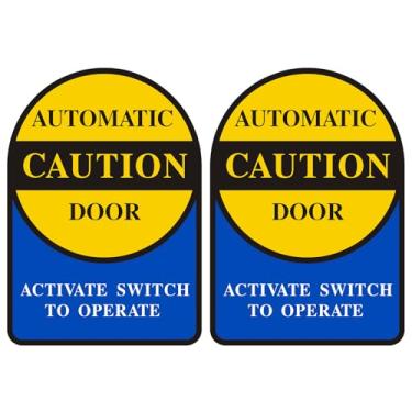 Imagem de 2 adesivos de porta automáticos de cautela, interruptor de ativação para operar, placas de porta de vidro de dois lados, 12,7 x 18,5 cm (azul)