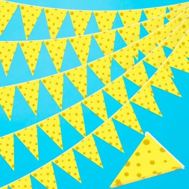 Imagem de Tiamon 5 peças bandeira amarela tema desenho animado decorações de aniversário amarelo oceano submarino bandeira triângulo impresso desenho animado bandeira para decoração de festa de aniversário