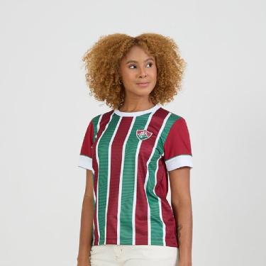 Imagem de Camisa Fluminense Chiado - Feminino - Braziline, G, Vermelho, Verde