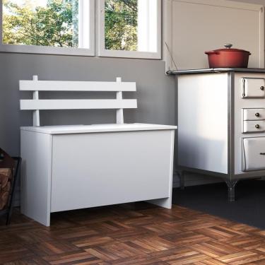 Imagem de Armário Caixa De Lenha Porta Trecos Infantil 73cm Com Assento E Encosto Branco Branco