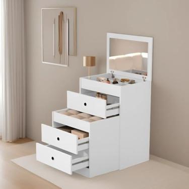 Imagem de Penteadeira Infantil Com Espelho Funcional 3 Gavetas Banqueta Embutida