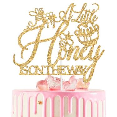 Imagem de A Little Honey is on the Way Cake Topper, Oh Babee/What Will Baby Bee, Honey Bee Baby’s 1st Birthday Baby Shower Party Decorations Supplies Gold Glitter