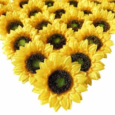 Imagem de Cabeças de girassol artificiais UKELER 50 unidades, 9 cm, decoração am