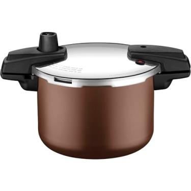 Imagem de Panela De Pressão Tramontina Arizona Induction Em Alumínio Com Revestimento Interno E Externo Em Antiaderente Starflon Max Mocaccino 20 Cm 4,5 L